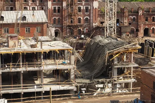 collapsed building